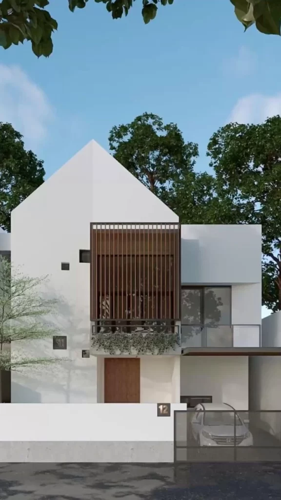 Mengenal Gaya Arsitektur, Tujuan, Elemen, dan 7 Macamnya Gaya arsitektur minimalis digambarkan dengan rumah dua lantai yang sederhana dan desain clean dominan cat putih dan furnitur kayu